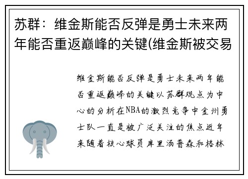 苏群：维金斯能否反弹是勇士未来两年能否重返巅峰的关键(维金斯被交易到勇士)