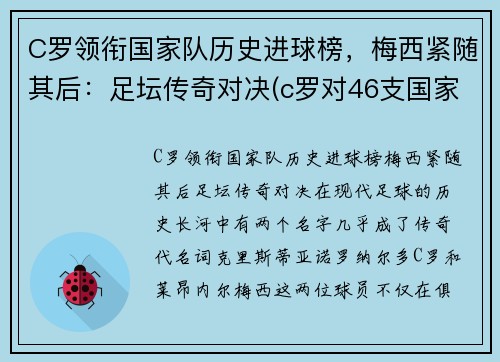 C罗领衔国家队历史进球榜，梅西紧随其后：足坛传奇对决(c罗对46支国家队进球创历史纪录)