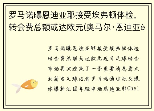 罗马诺曝恩迪亚耶接受埃弗顿体检，转会费总额或达欧元(奥马尔·恩迪亚耶)