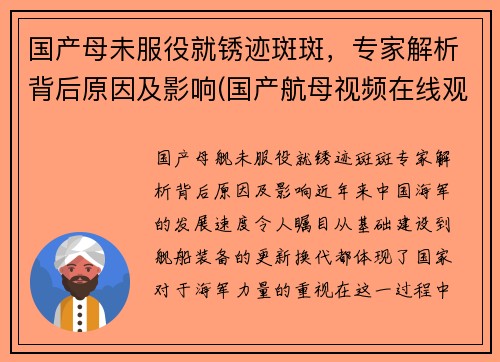 国产母未服役就锈迹斑斑，专家解析背后原因及影响(国产航母视频在线观看)